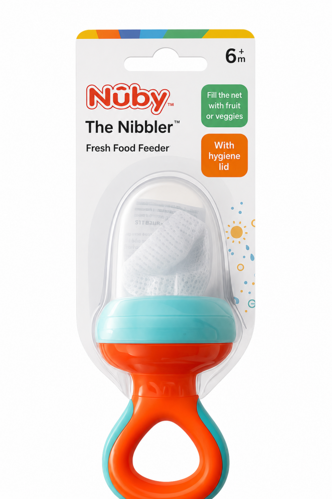 Nibbler with Hygienic Cover 6m+ Red/Green - Nuby