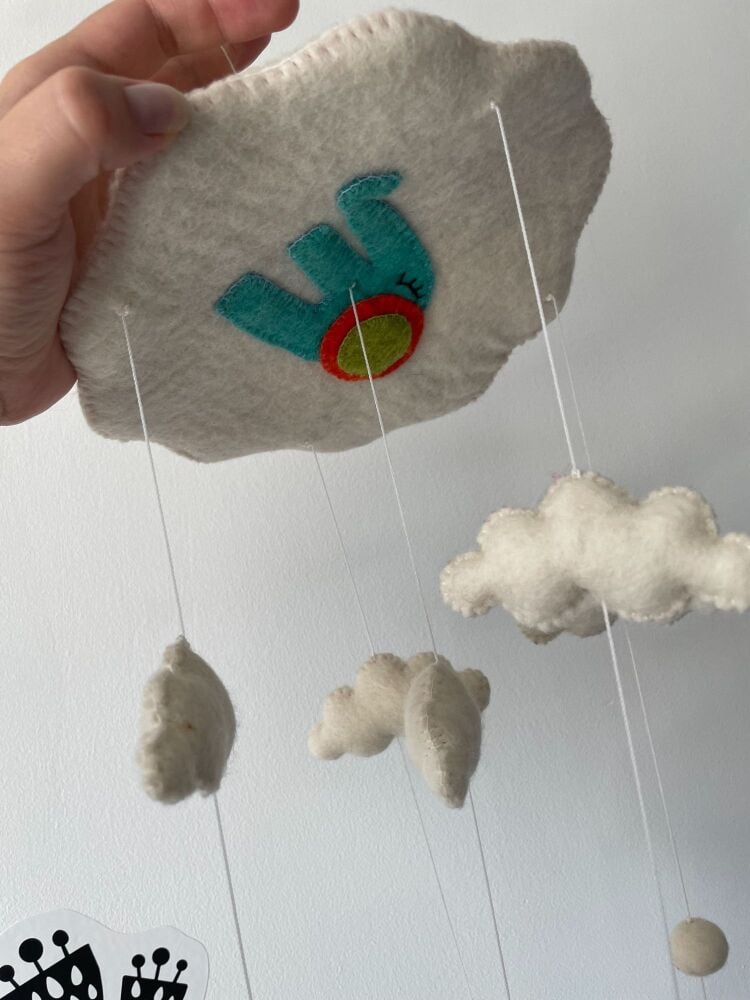 Handmade Wool Felt Elephant Mobile