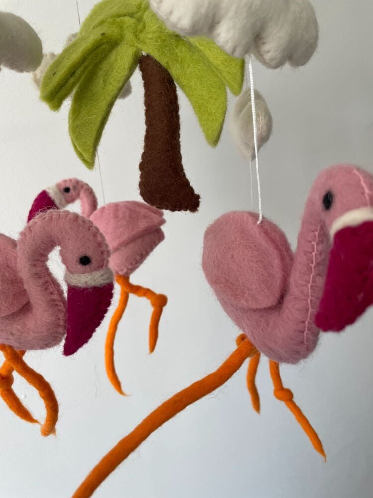 Handmade Wool Felt Flamingo Mobile