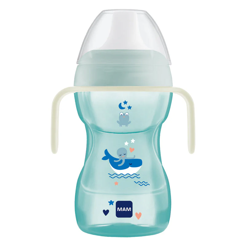 Fun To Drink Cup & Glow with Handles Blue 8m+ 270&acirc;&macr;ml - MAM