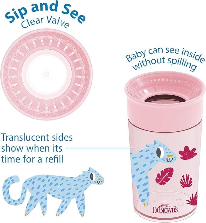 Cheers360 Blue Spoutless Transition Cup 9m+ 300ml Pink &ndash; Dr. Brown&rsquo;s