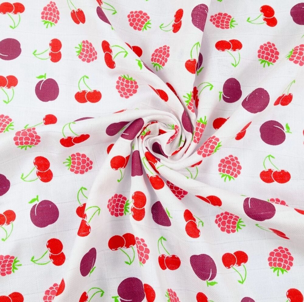 Organic Cotton Muslin Squares Fruit Print 3pcs - Muslinz