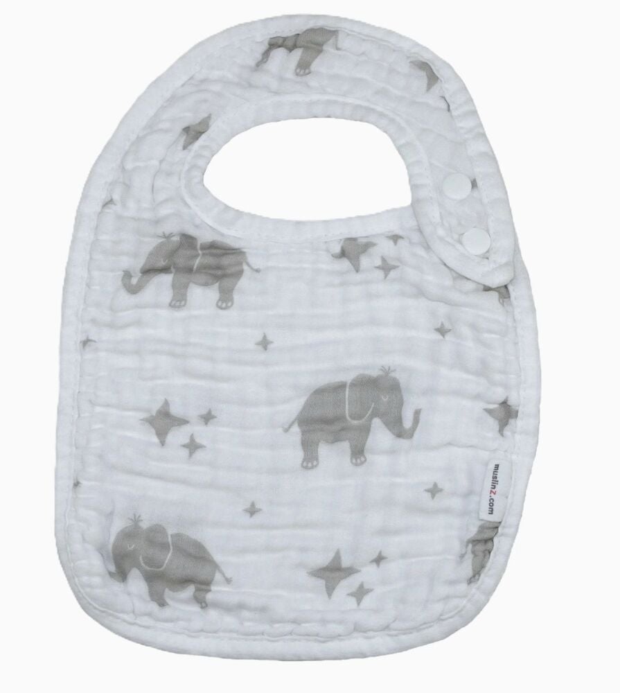 Cotton Muslin Feeding Bibs 3 Ply Elephant - Nuby