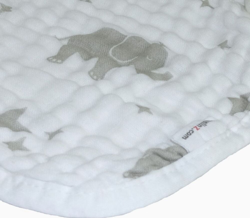 Cotton Muslin Feeding Bibs 3 Ply Elephant - Nuby