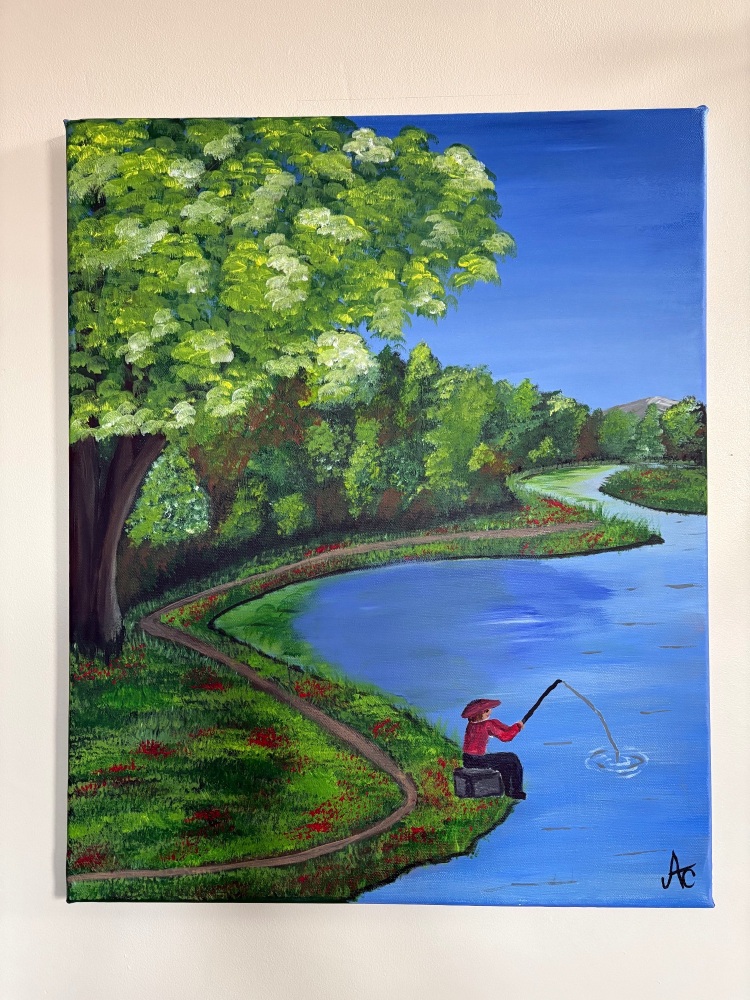 Gone fishing - original by Amy Cadwallader 22 x 18 inch canvas