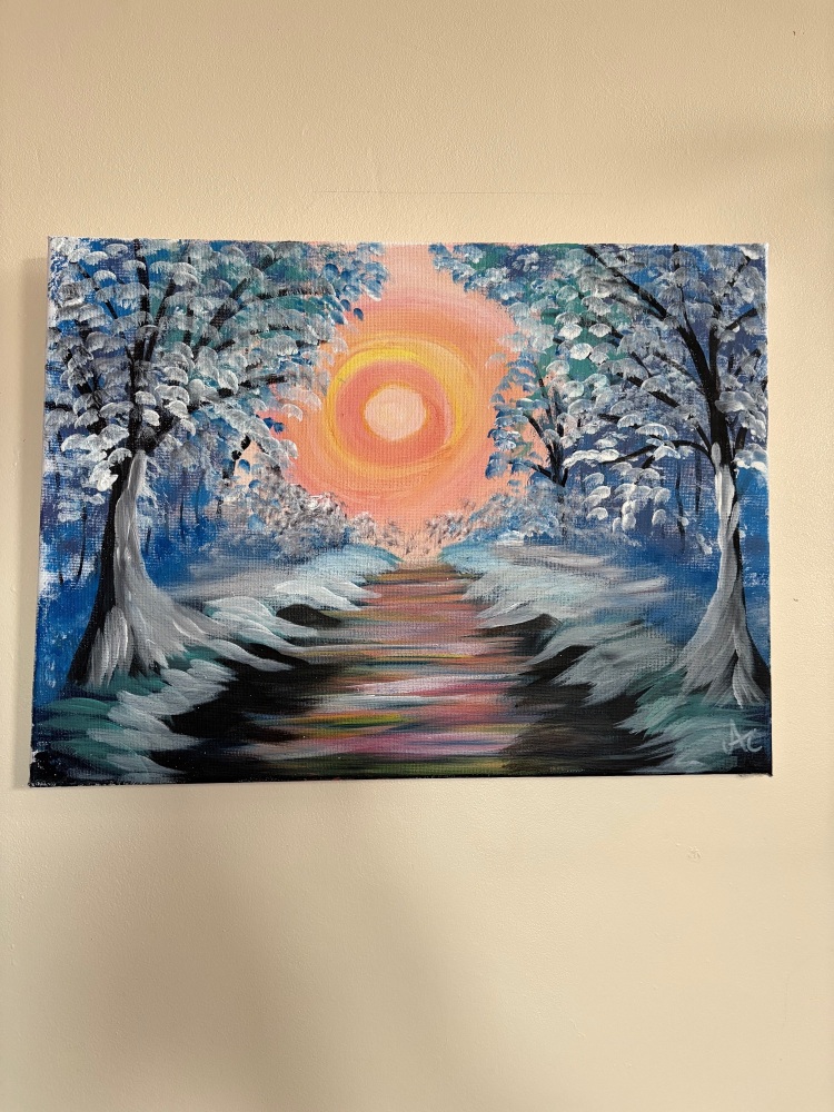 Winter sunset 16 x 12 inch canvas