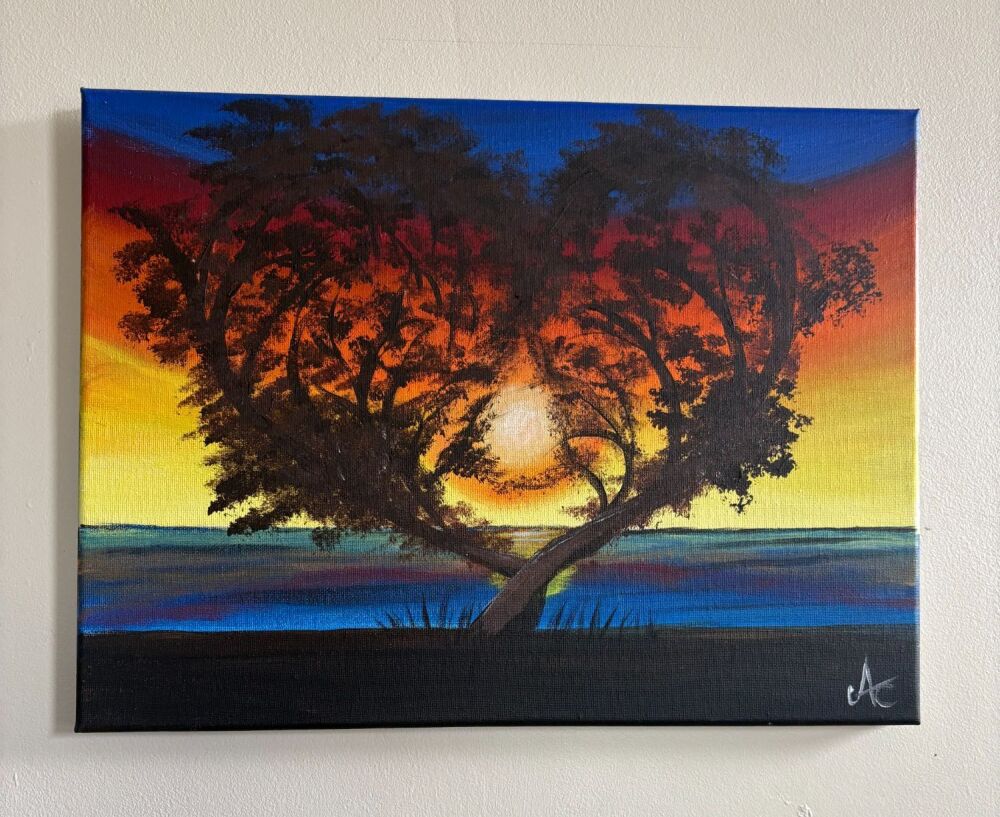 'Heart by the ocean' acrylic painting 16 x 12 inch