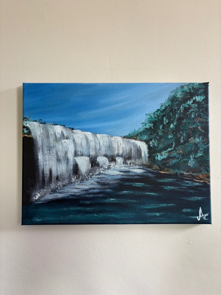 &lsquo;The falls&rsquo; 16 x 12 inch acrylic painting