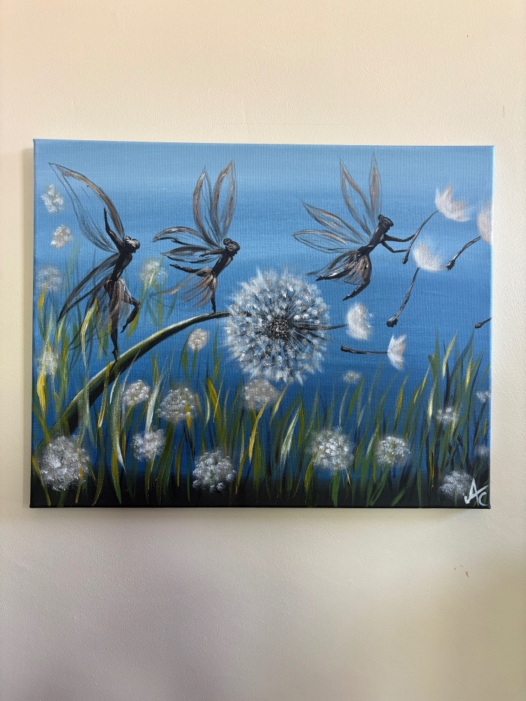 Dandelion fairies -acrylic painting