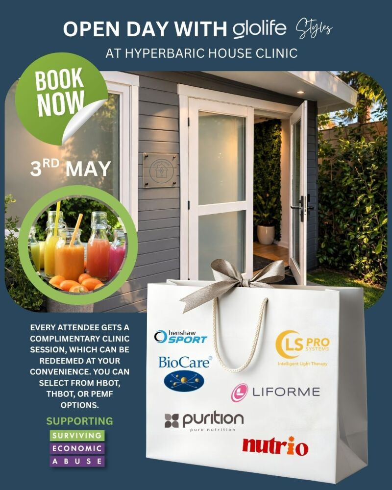 Sunday 5th May 11am till 2pm Open Day at Hyperbaric House with Glolifetsyle