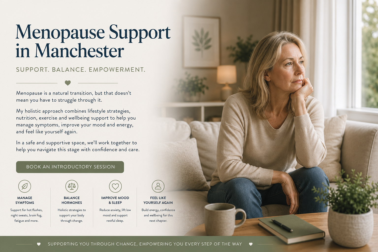 Women's menopause wellbeing support at Hyperbaric House in Sale, Trafford, Manchester.
