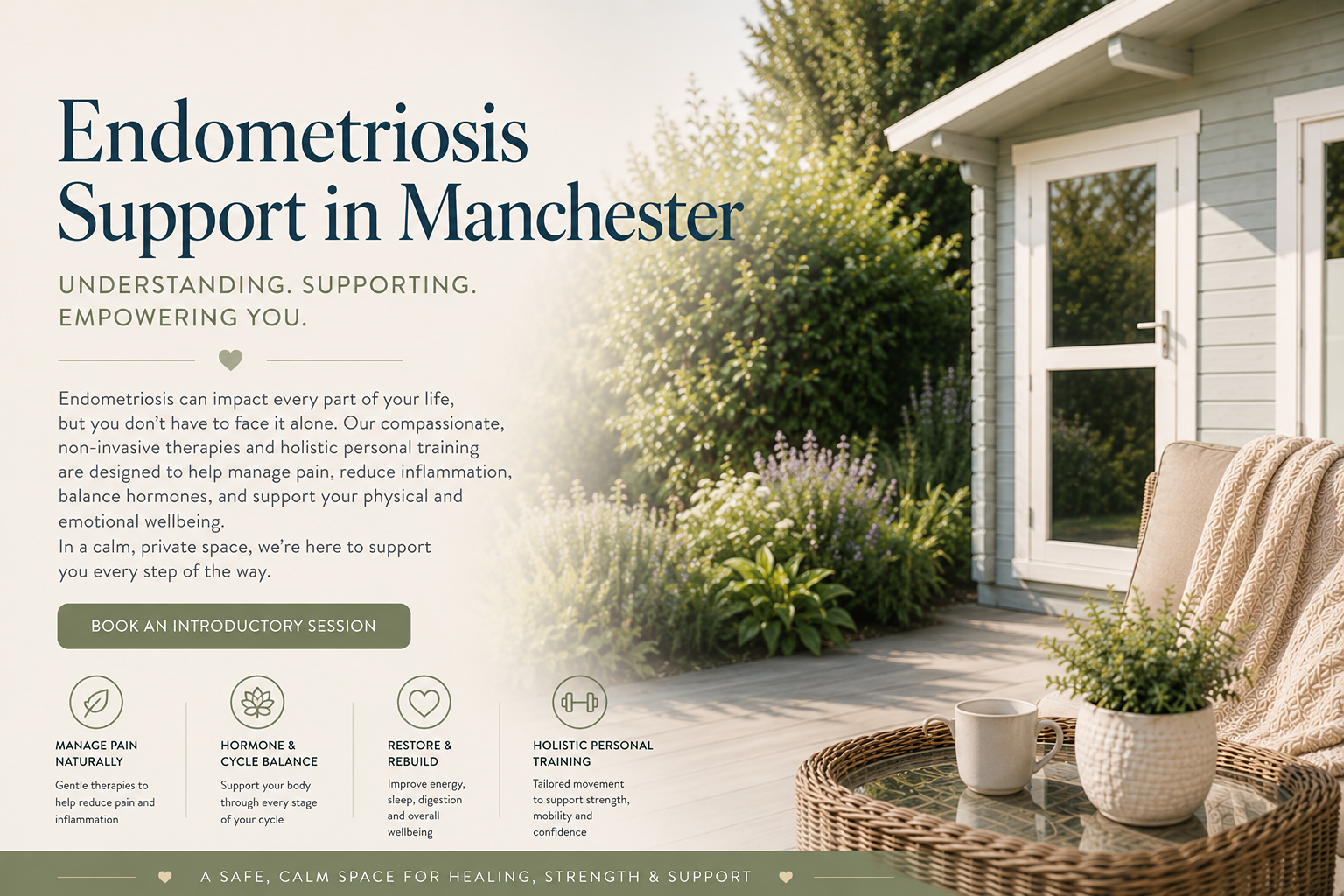 Women's endometriosis wellbeing support at Hyperbaric House in Sale, Trafford, Manchester.