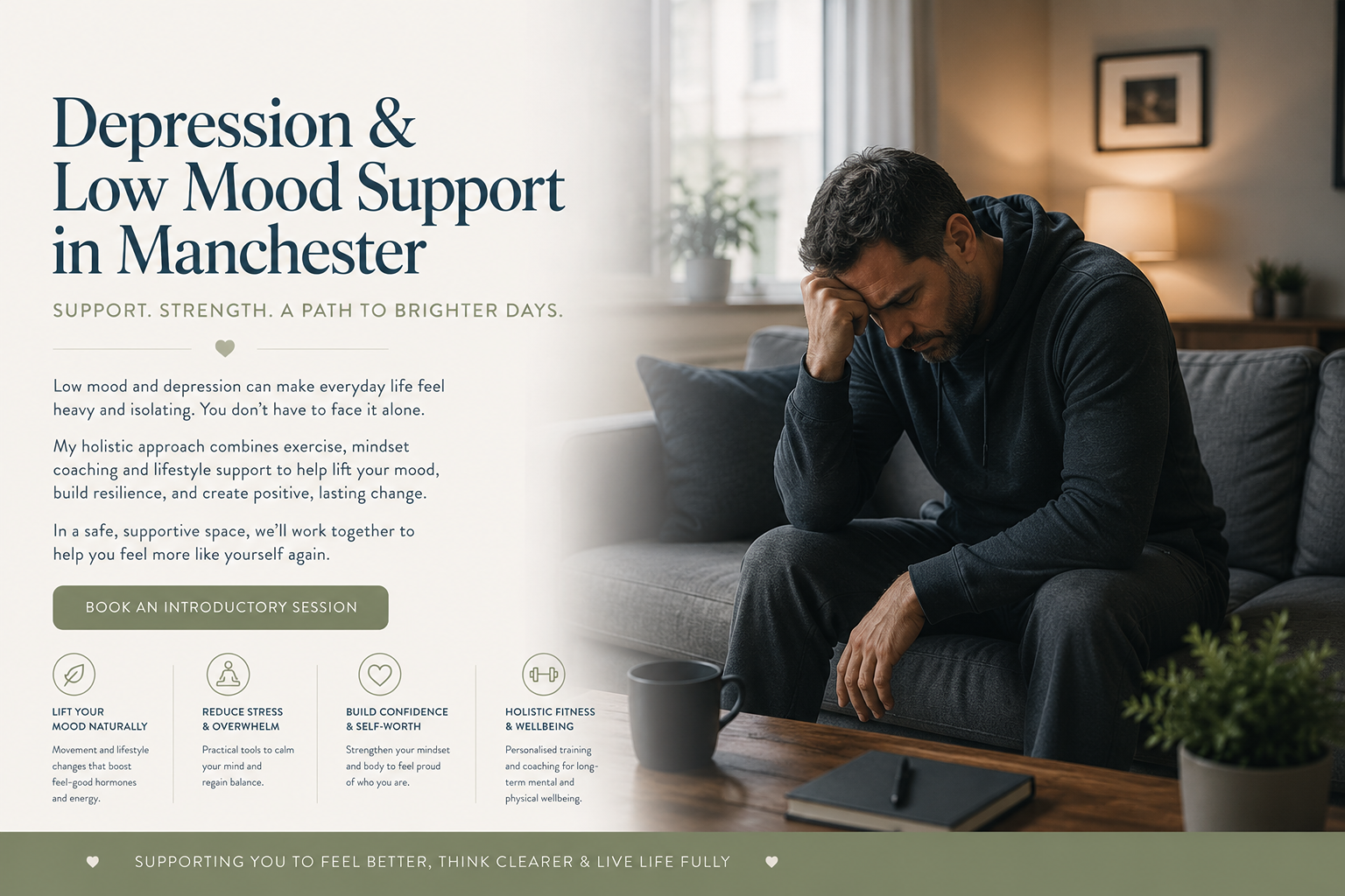 Low mood and emotional wellbeing support at Hyperbaric House in Sale, Trafford, Manchester.