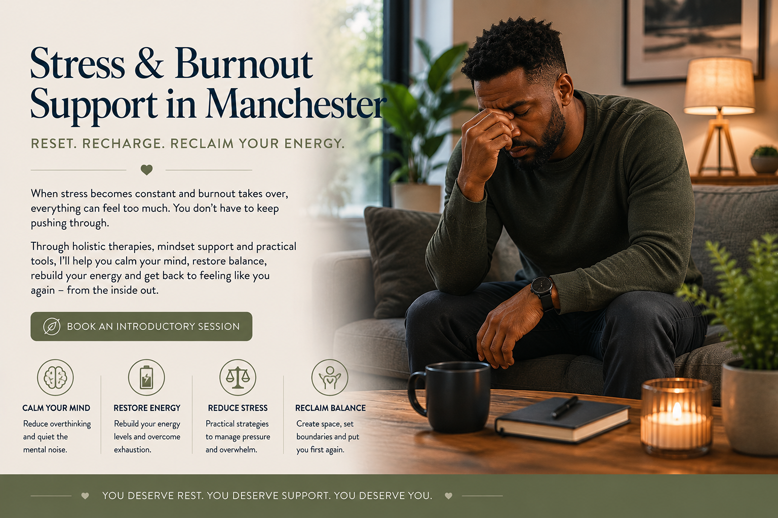 Stress and burnout wellbeing support at Hyperbaric House in Sale, Trafford, Manchester.