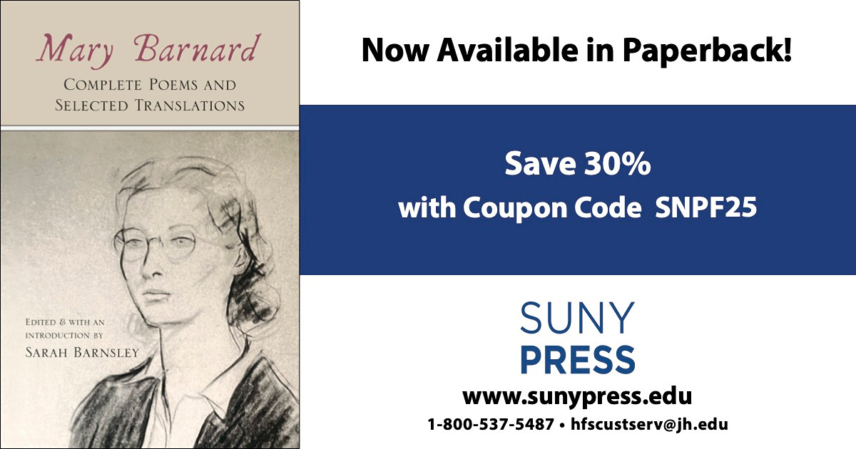 Voucher code and cover image for Mary Barnard's Poems