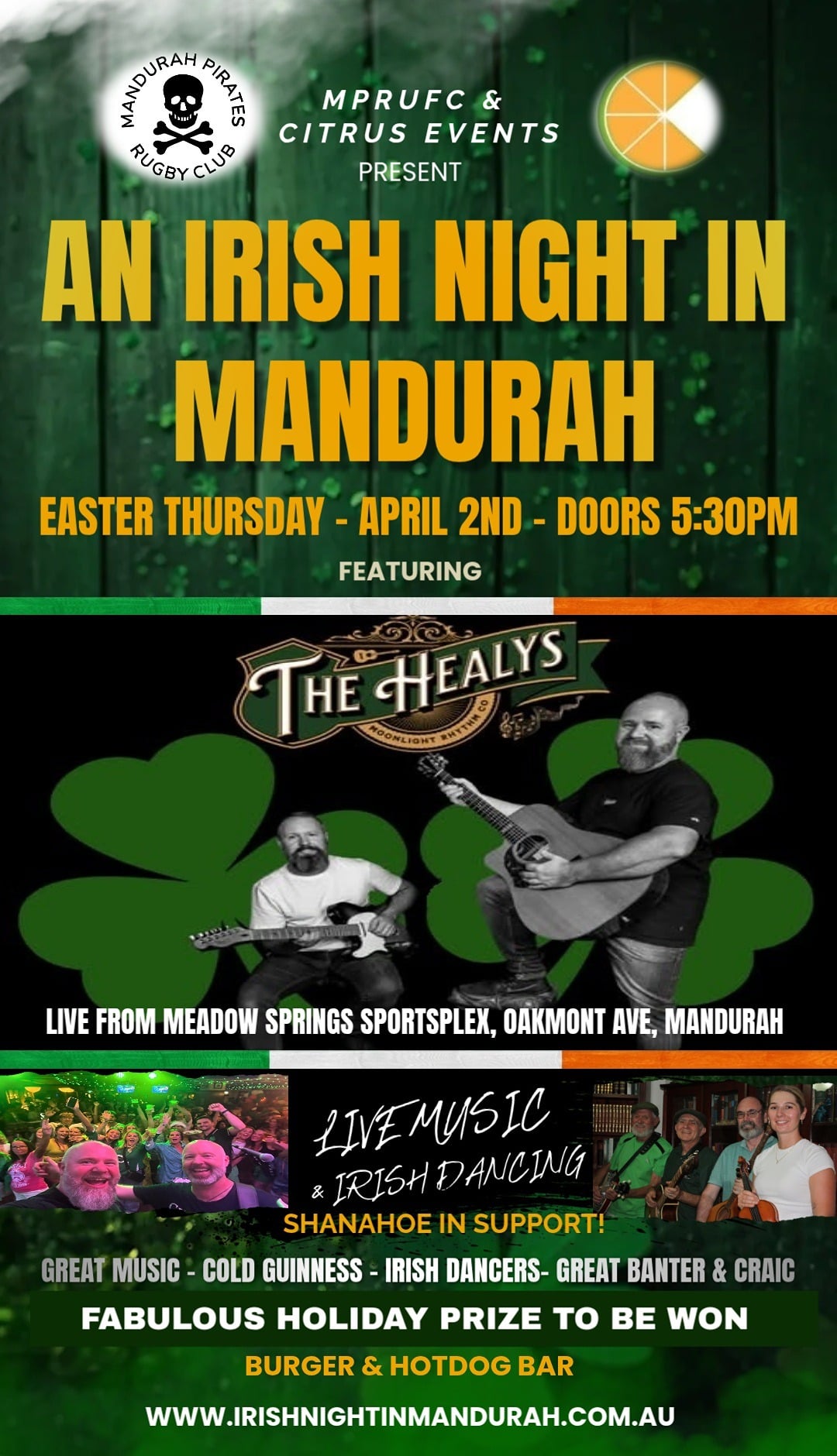 Mandurah Pirates Season Kickoff with An Irish Night in Mandurah With The Healys