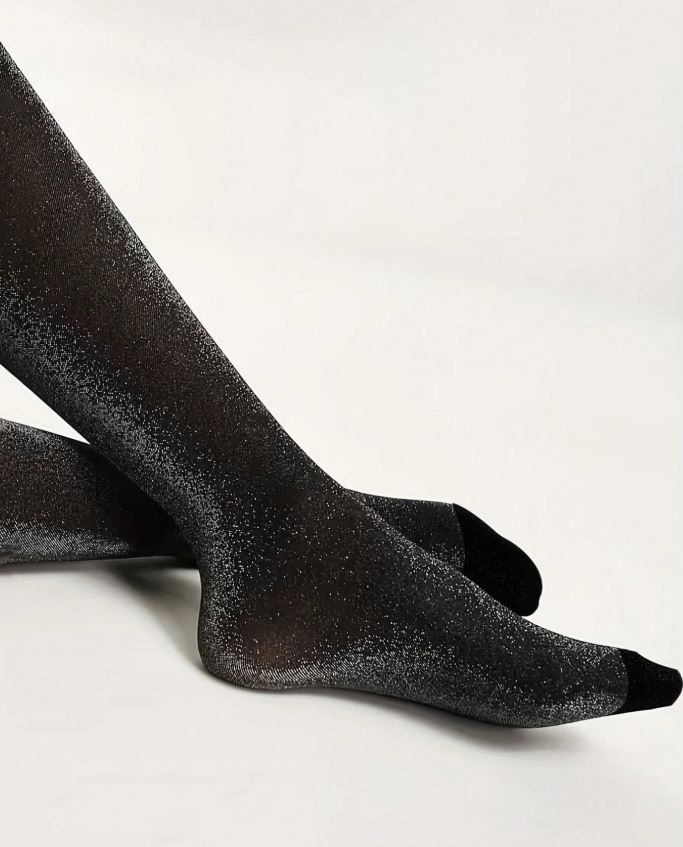 Ultra Shiny Sparkle Silver Glitter tights Xmas Party Celebration L-XXL
