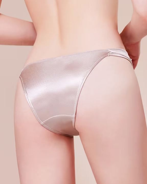Silky feel champagne satin panties tanga full bum coverage size UK 16-18 / (XL)