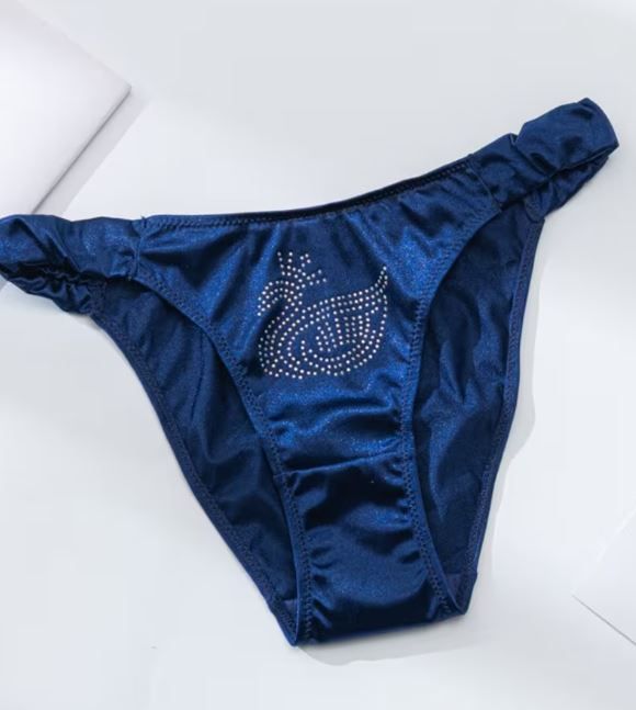 Silky feel royal blue satin panties tanga full bum coverage size UK 10 / (M)