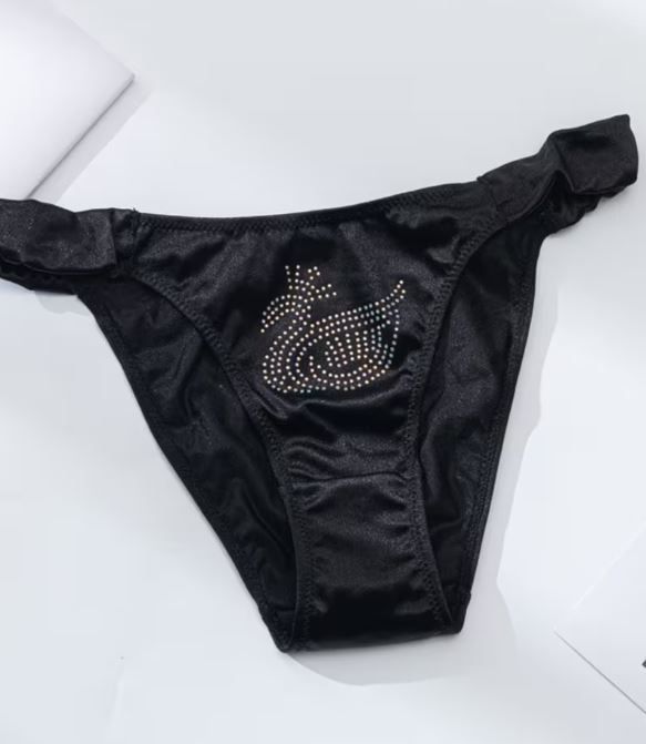 Silky feel black satin panties tanga full bum coverage size UK 8 / (S)
