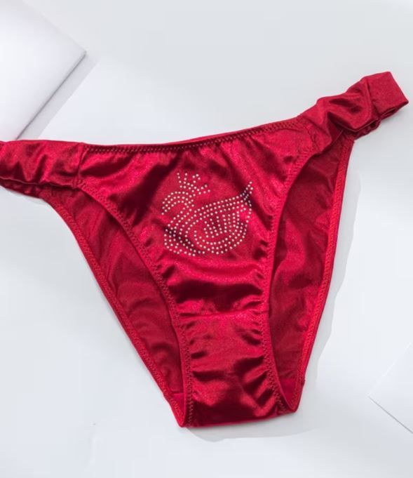 Silky feel red satin panties tanga full bum coverage size UK 8 / (S)