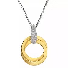 SILVER TWO TONE DOUBLE LOOPED PENDANT ON SILVER CHAIN