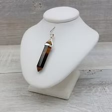 TIGER EYE POINT PENDANT ON SILVER CHAIN
