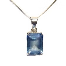 AQUA AURA STERLING SILVER PENDANT ON 18' STERLING SILVER BOX CHAIN