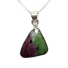 RUBY IN ZOISITE PENDANT IN STERLING SILVER ON 18" STERLING SILVER BOX CHAIN