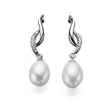FRESHWATER PEARL AND CUBIC ZIRCONIA TWIST EARRINGS