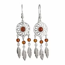 SILVER/AMBER DREAMCATCHER EARRINGS