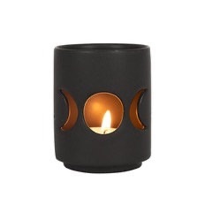 BLACK TRIPLE MOON CUT OUT TEALIGHT HOLDER