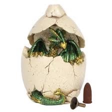 GREEN DRAGON IN EGG BACKFLOW INCENSE BURNER