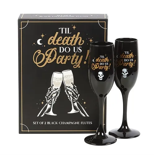 TIL DEATH DO US PARTY CHAMPAGNE FLUTE SET