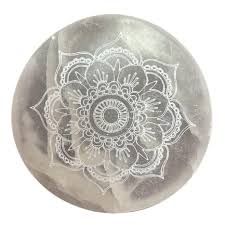 SELENITE CHARGING PLATE - MANDALA DESIGN