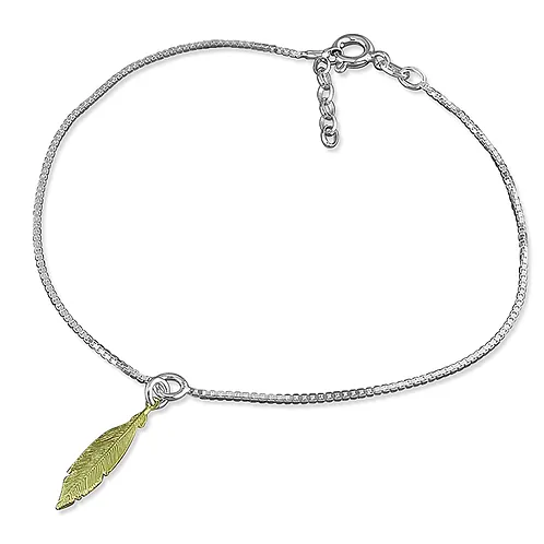 STERLING SILVER ANKLET WITH FEATHER