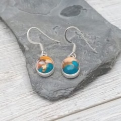 OYSTER MOHAVE TURQUOISE OVAL EARRINGS SET IN STERLING SILVER