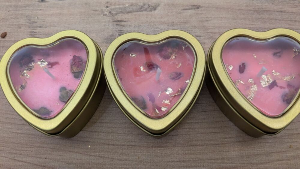 Set of three heart shaped candles