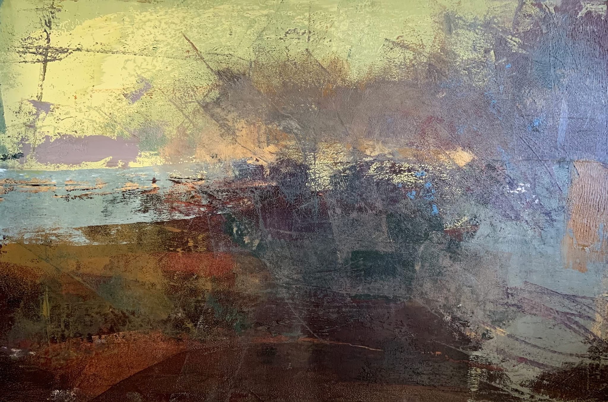 Abstract painting, wild shapes and many colours