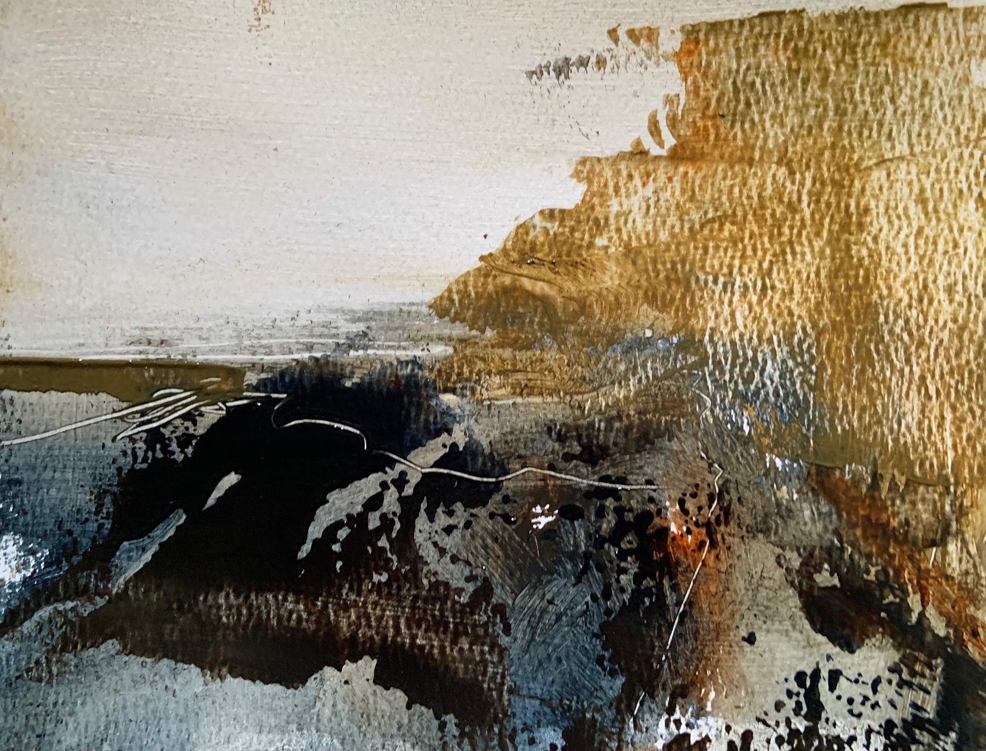 Abstract painting in oils about a wild hedgerow 