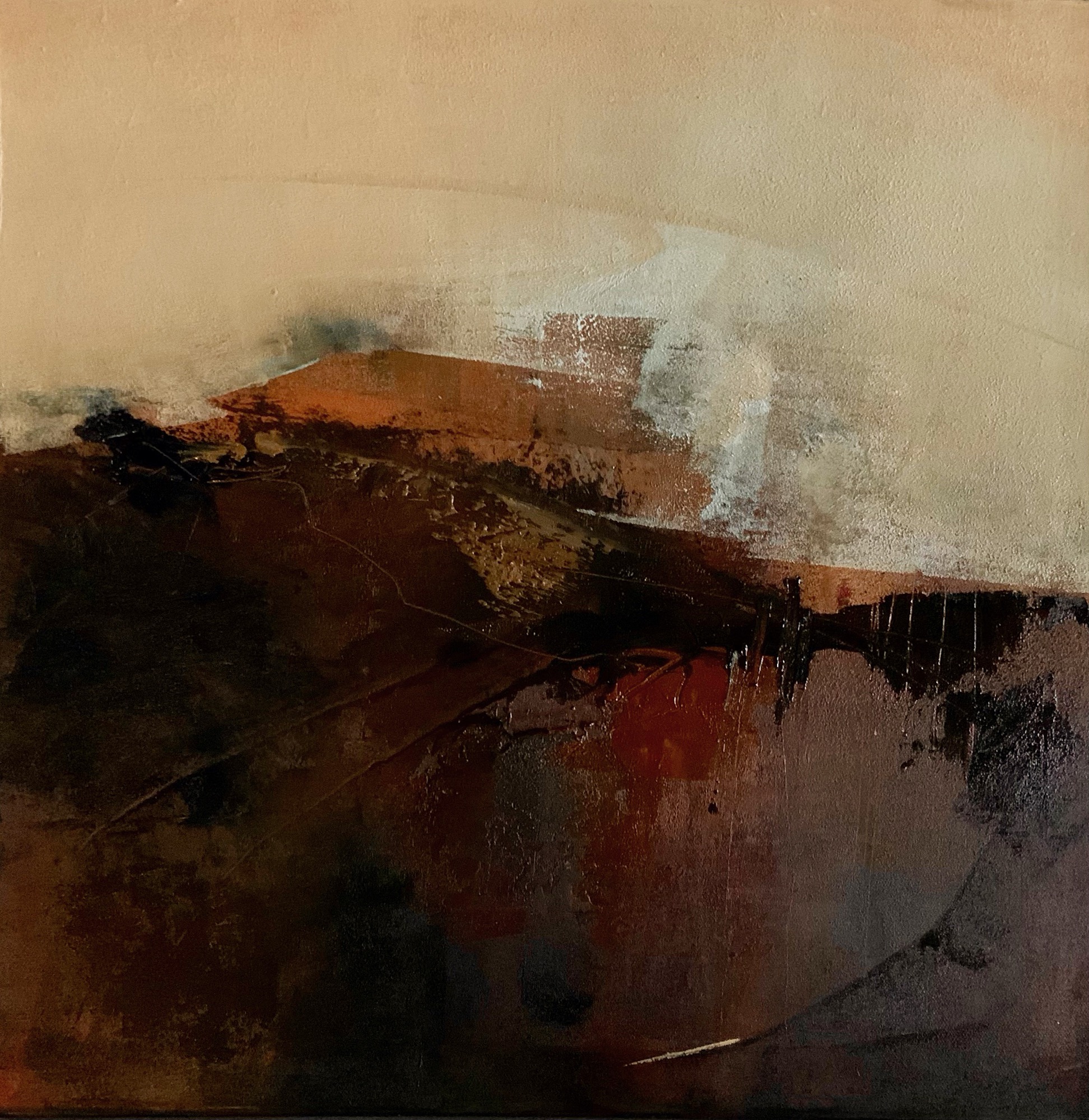 Painting in brown, black and caramel colours