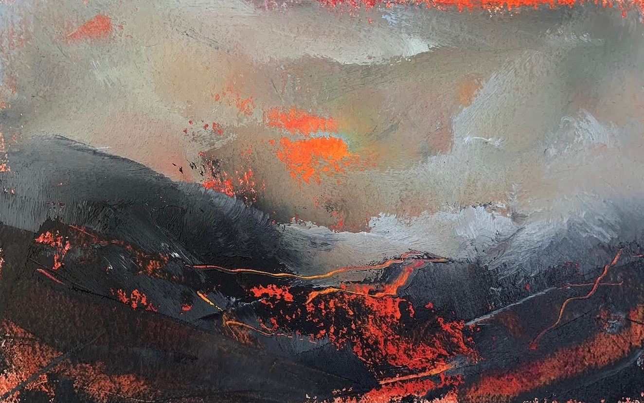 Abstract painting of autumn colours 