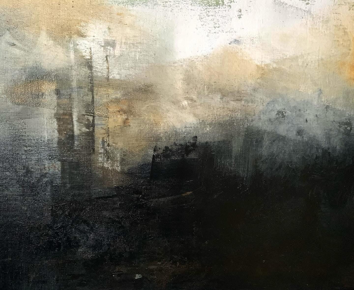 Moody painting in grey and cream colours