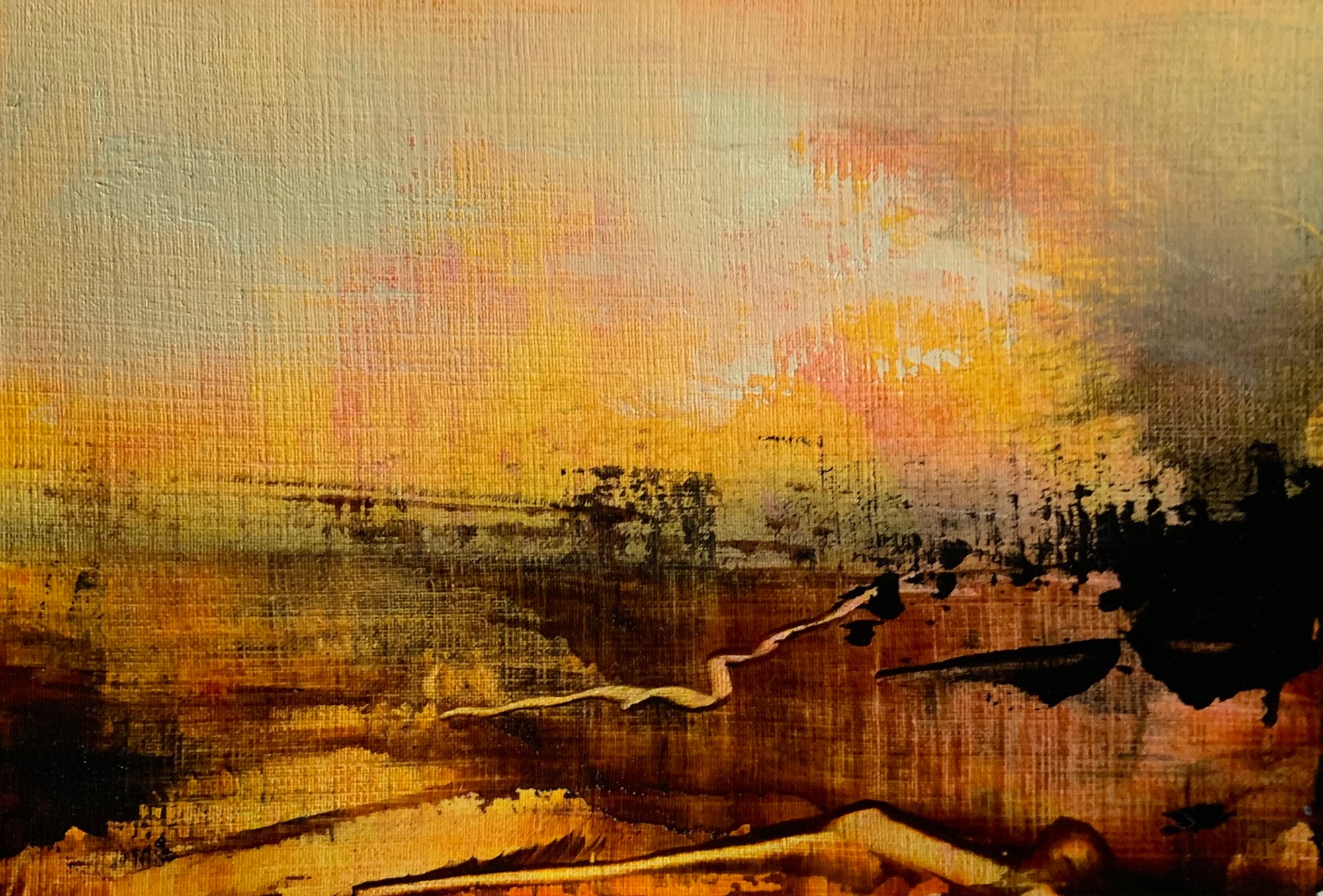 Abstract landscape in orange and black 