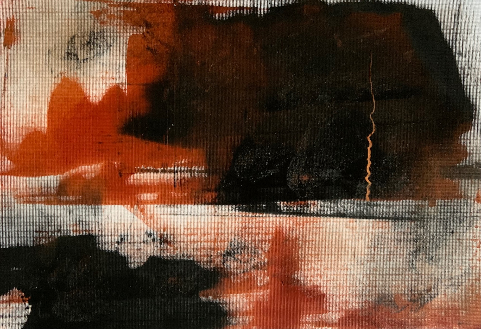 Abstract oil painting in black and brown