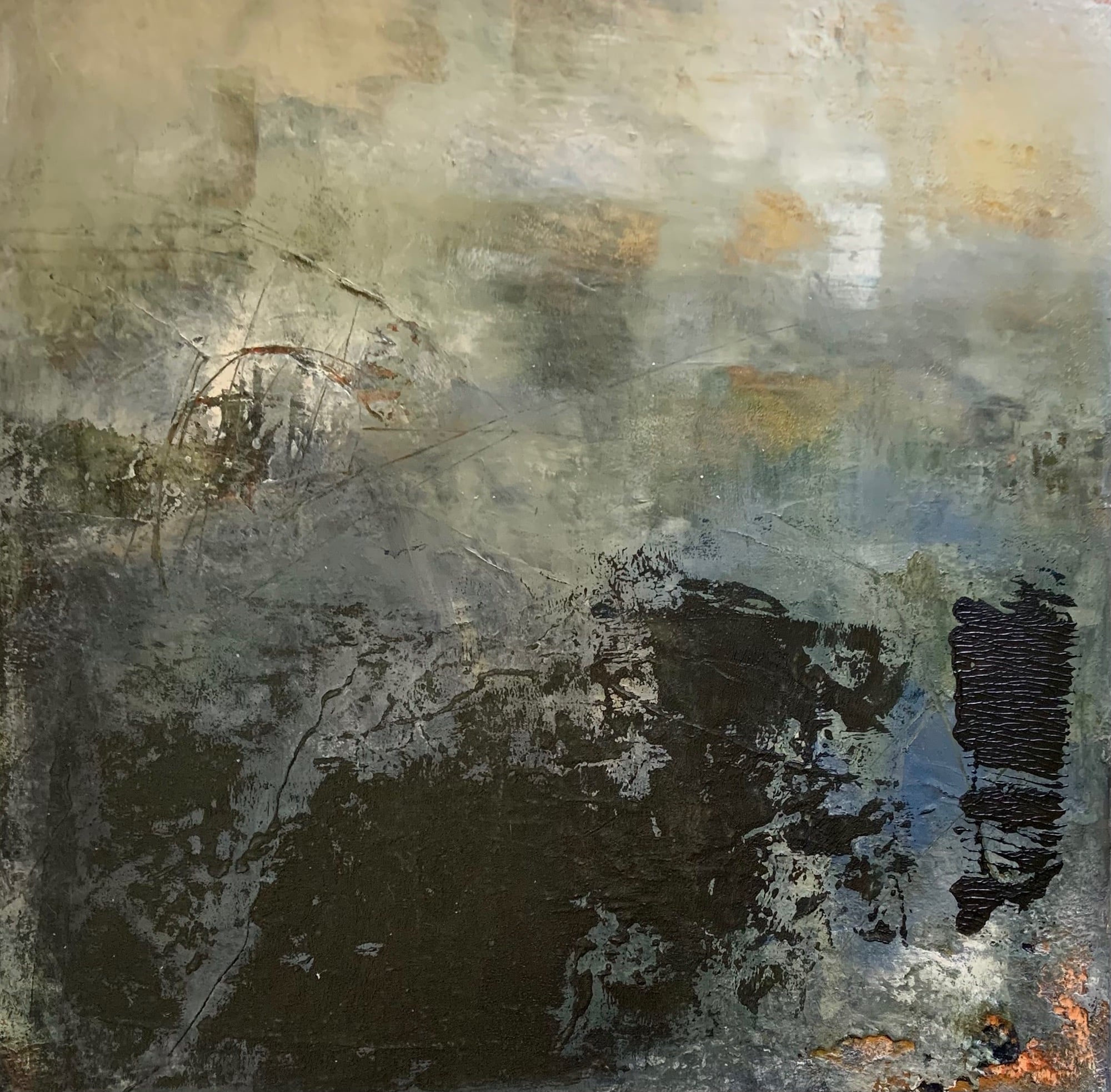 Urban style abstract art in black and cream.