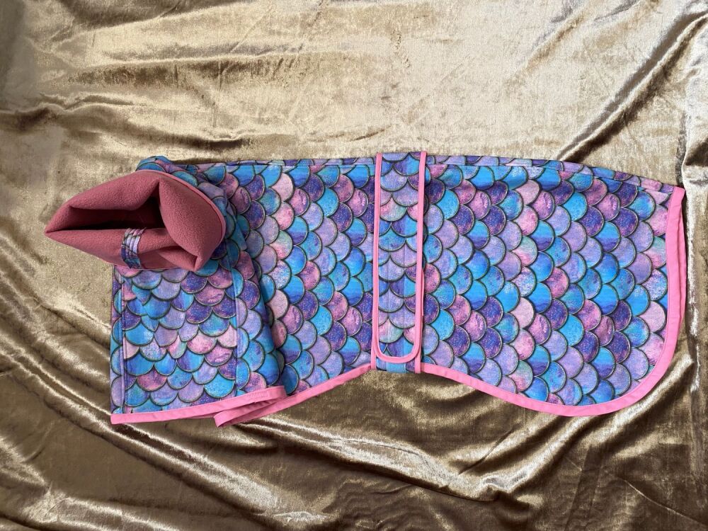 30 Inch Pink Mermaid Softshell Raincoat with Harness Hole