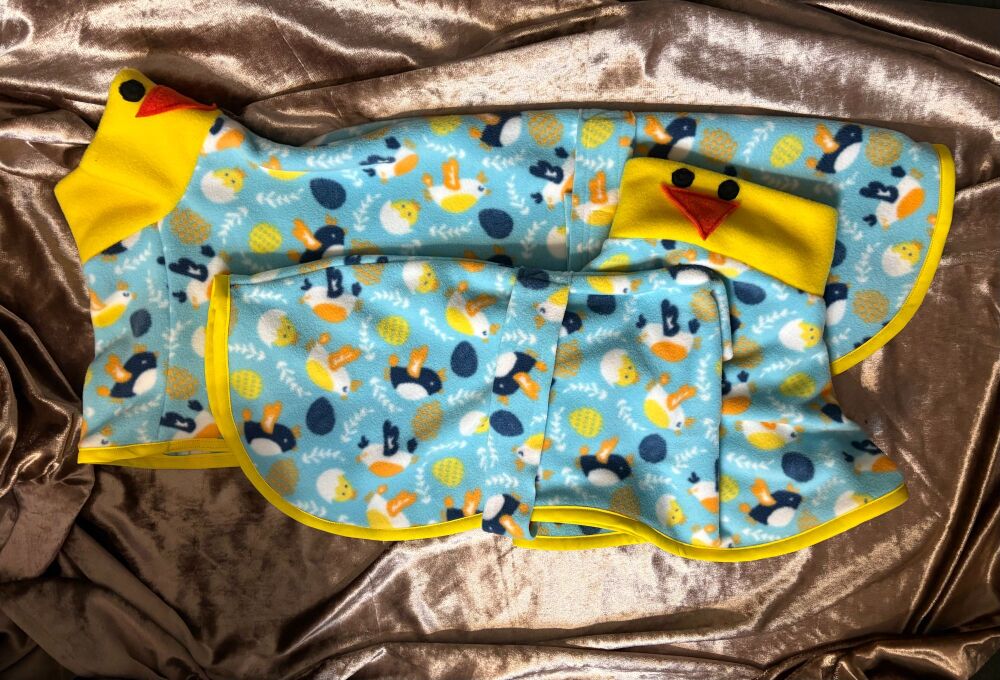 Made to Order - All Sizes - Easter Chick (with added decoration on the polo neck) and optional Harness Hole