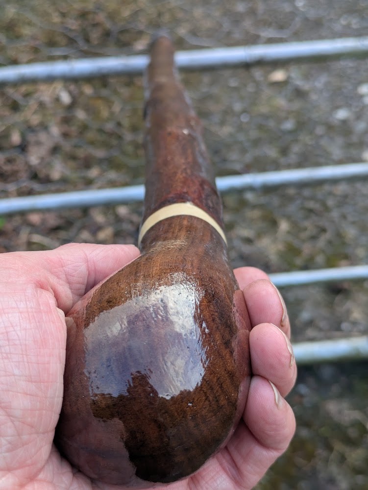 Irish Blackthorn Walking Stick &ndash; American Black Walnut Knob Handle with Holly Spacer 40 inches