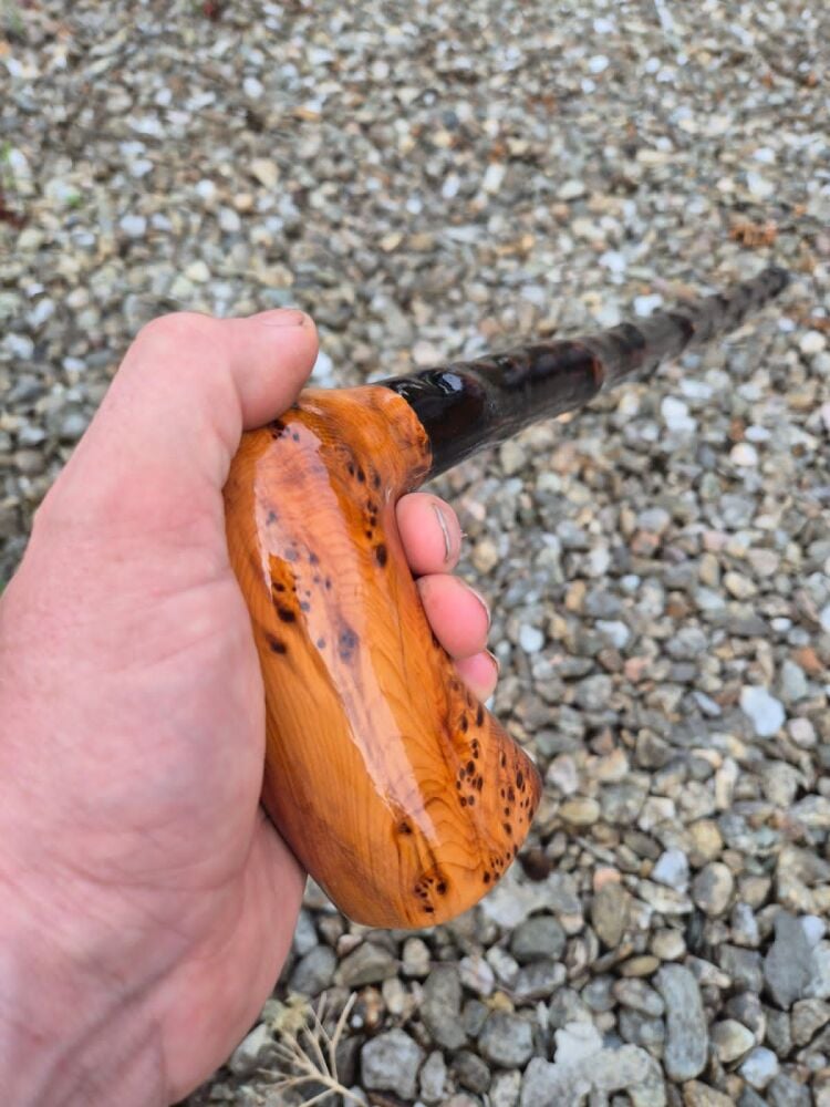 Irish Blackthorn Walking Stick with Burl Yew L-Shape Handle